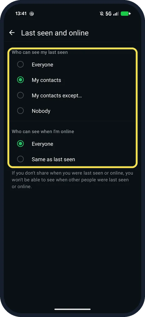 Android screenshot: Choose who can see it