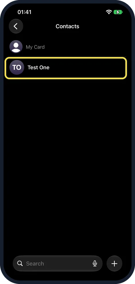 iPhone screen: Check Contacts