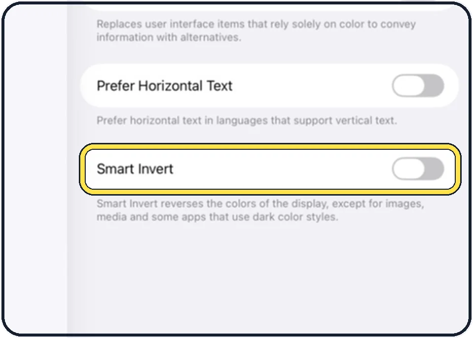iPad screenshot: Know what Smart Invert does