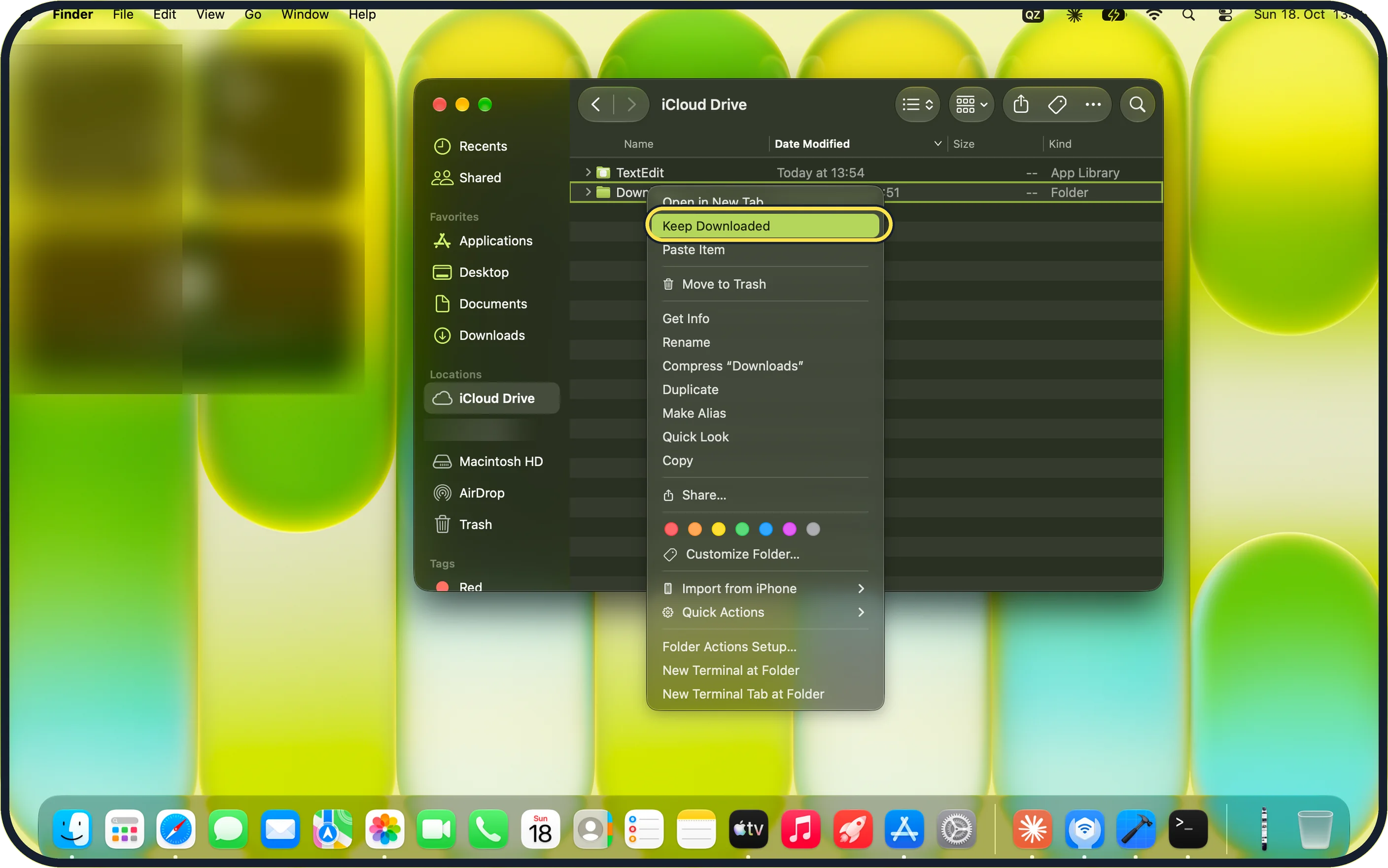 Mac screenshot: Choose Keep Downloaded