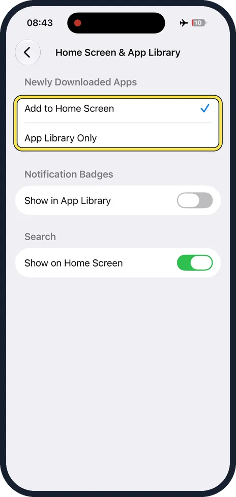 Screenshot from the guide: How to keep new apps off the iPhone Home Screen
