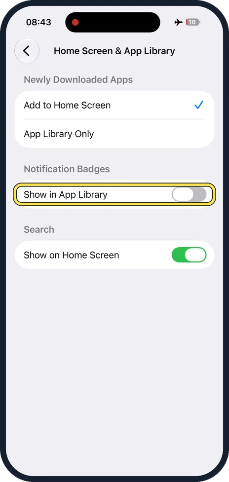 iPhone screen: Decide about notification badges