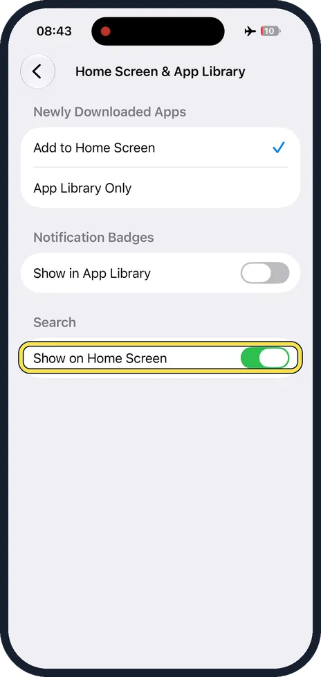 iPhone screen: Keep or remove the Search button