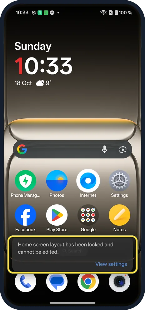 Android screenshot: Try to move an icon