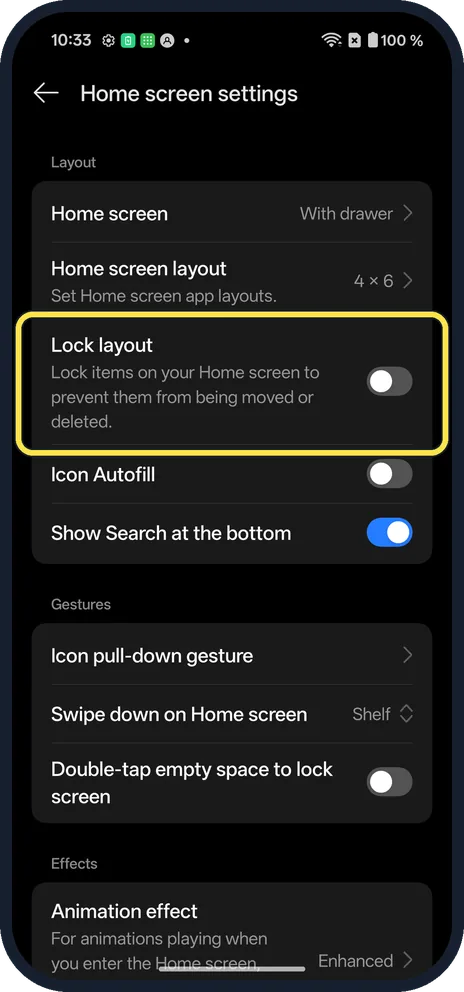 Android screenshot: Switch it off to edit