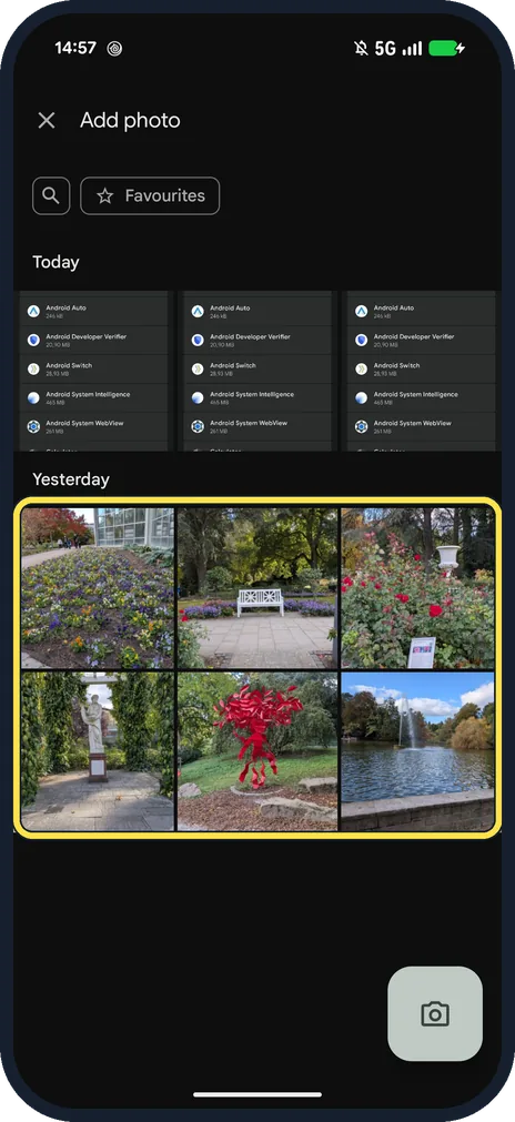 Android screenshot: Pick a photo
