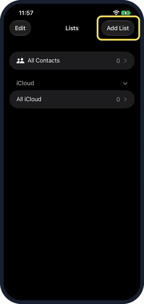 Screenshot from the guide: How to make a contact list on an iPhone, and delete it