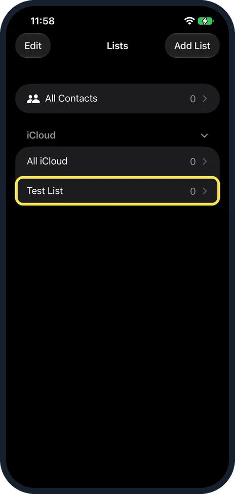 iPhone screen: Your list is ready