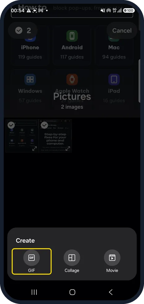 Android screenshot: Tap GIF