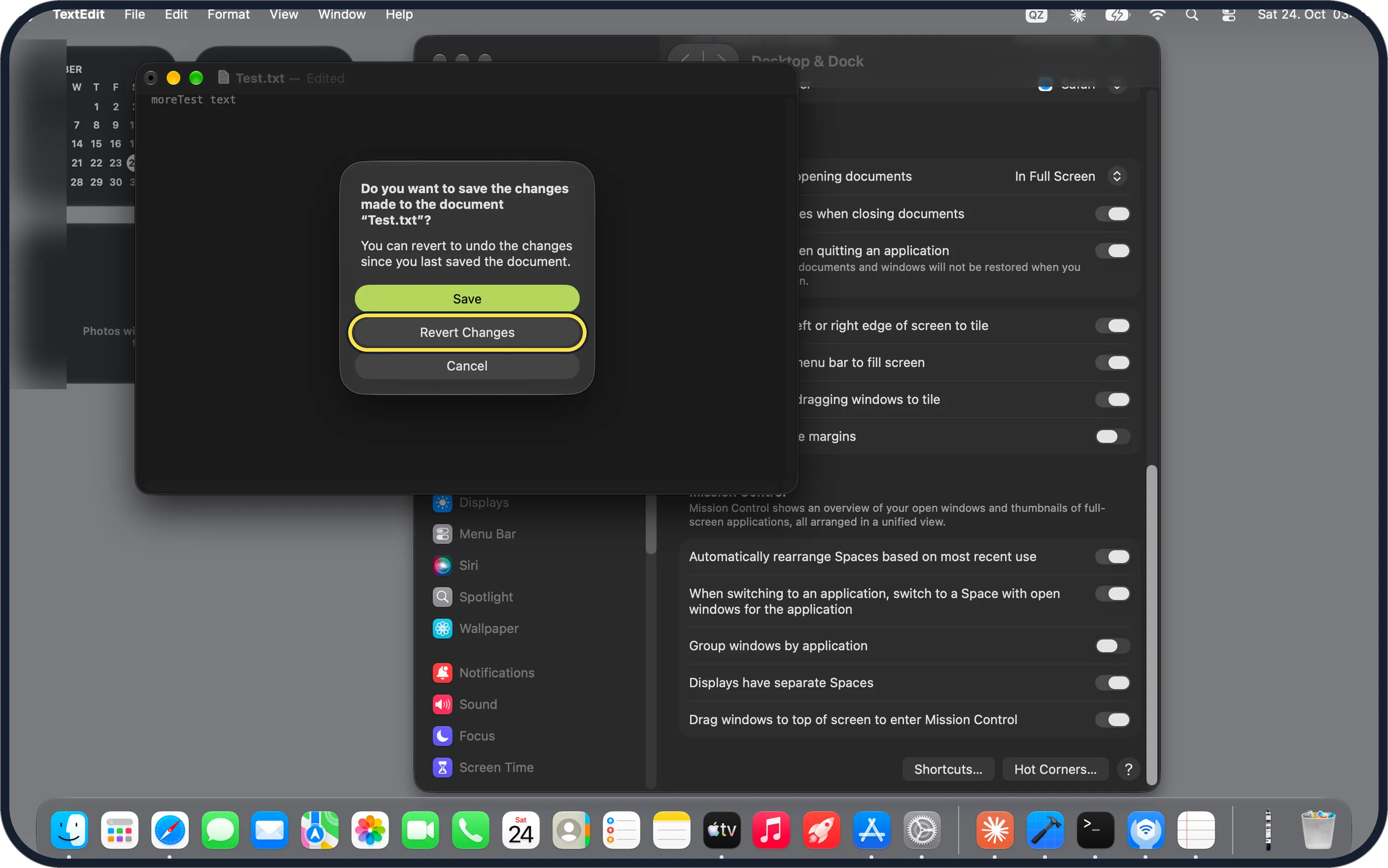 Mac screenshot: Close an edited document and choose what to do