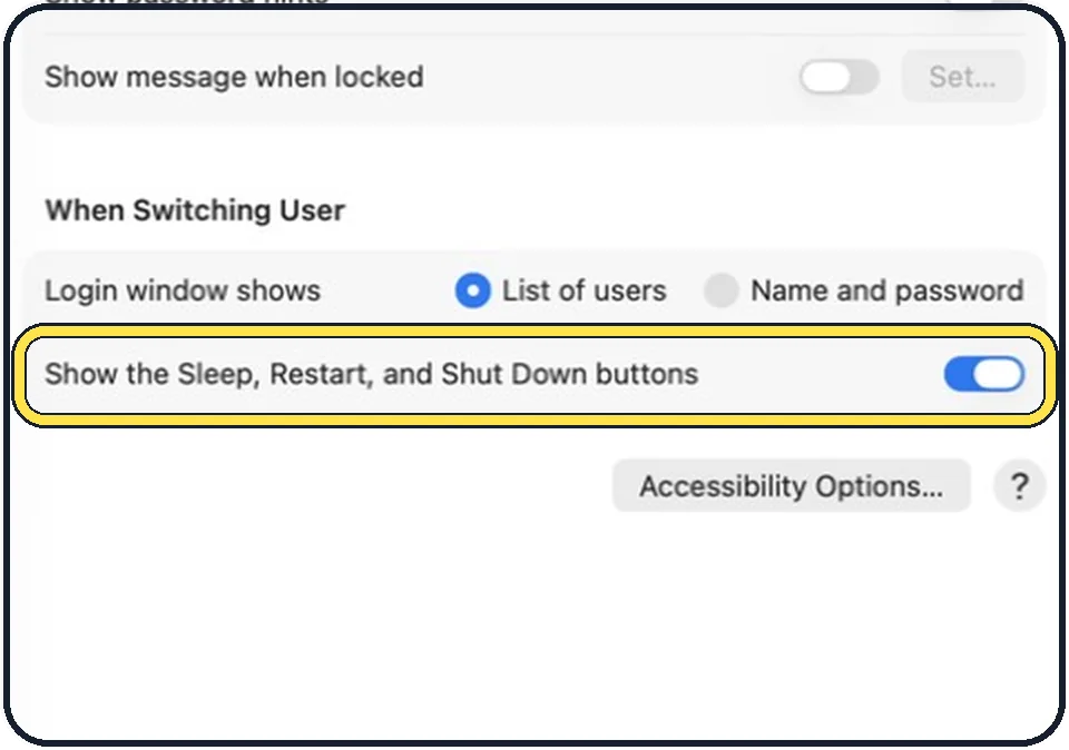 Mac screenshot: Decide about the buttons