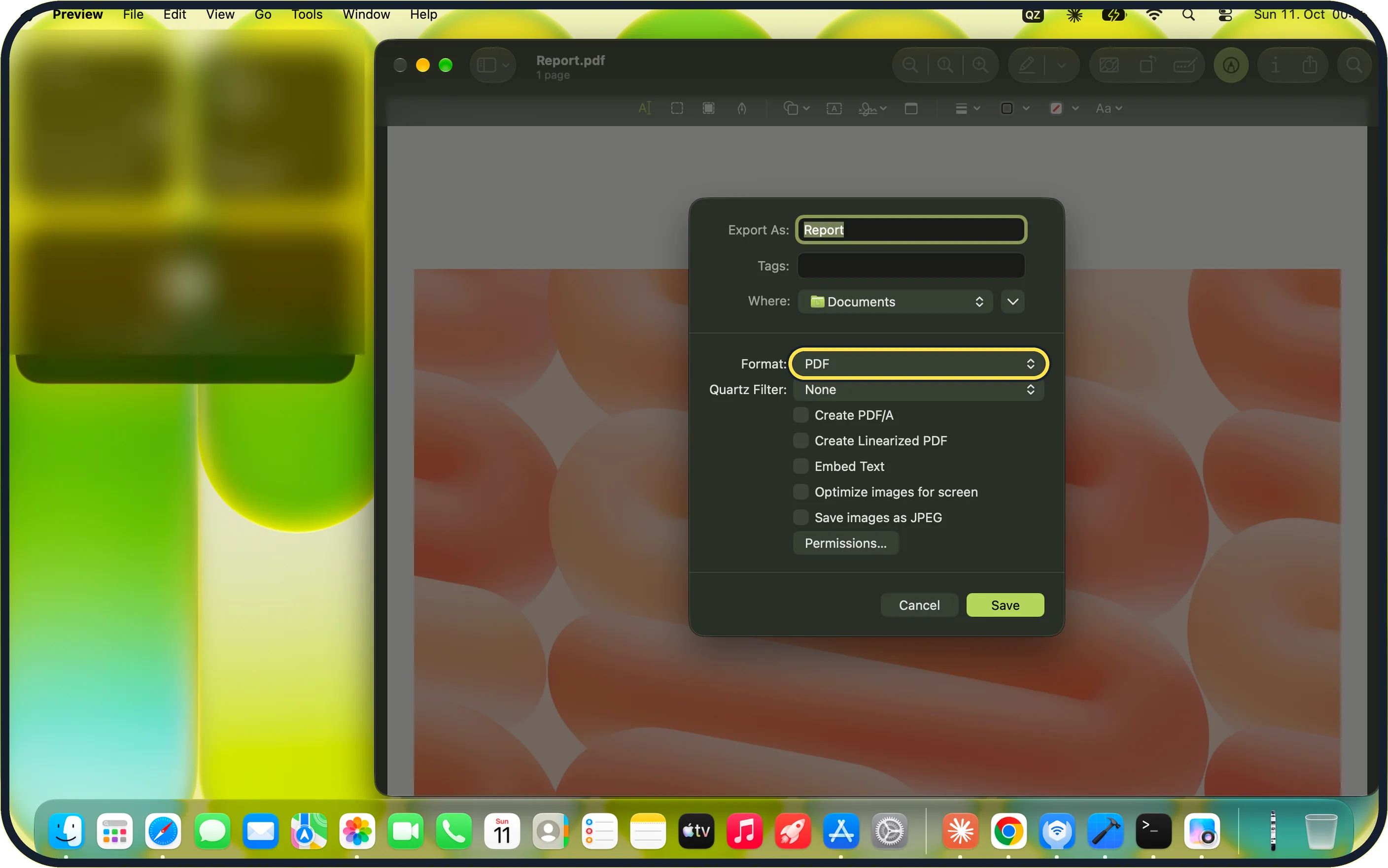 Mac screenshot: Choose File > Export…