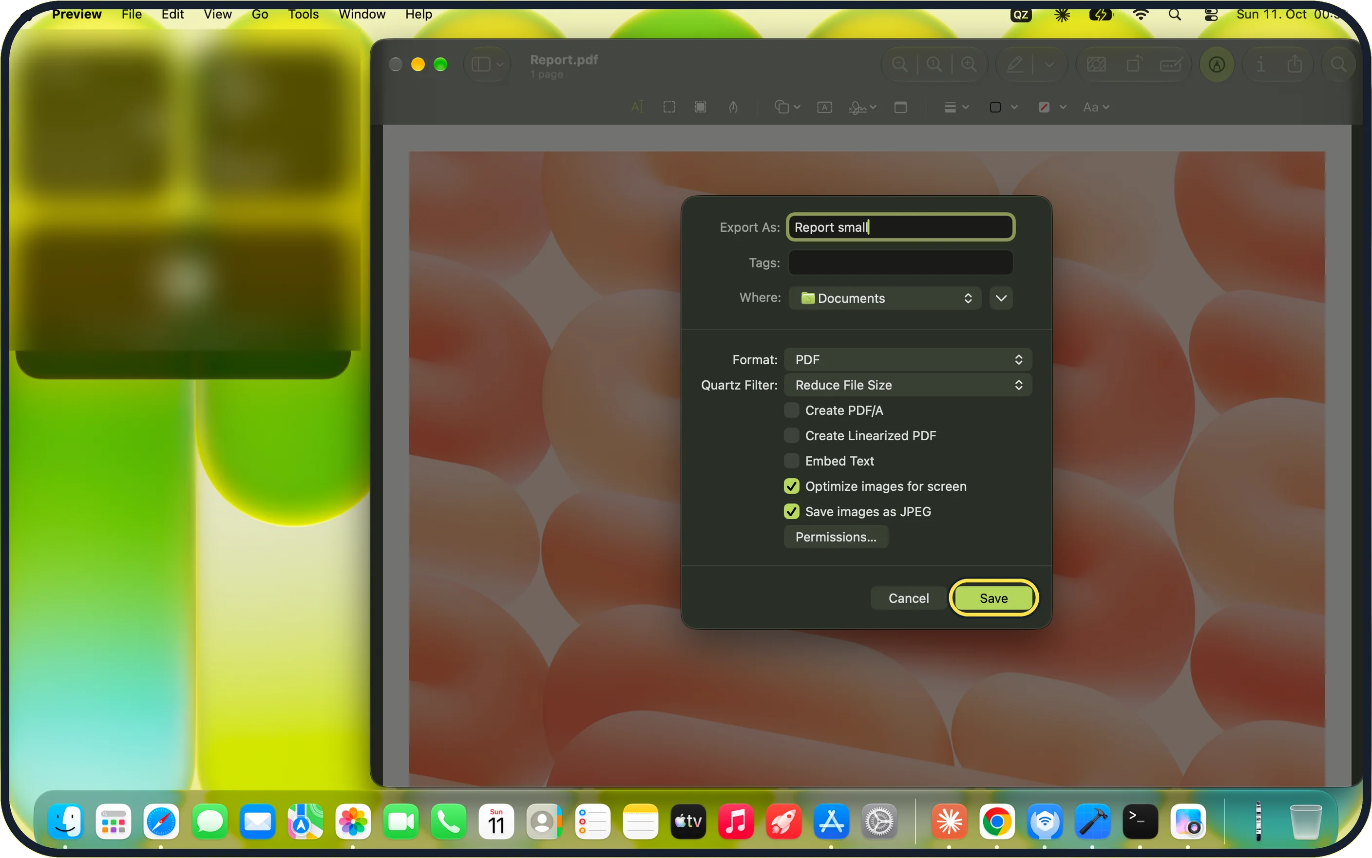 Mac screenshot: Click Save