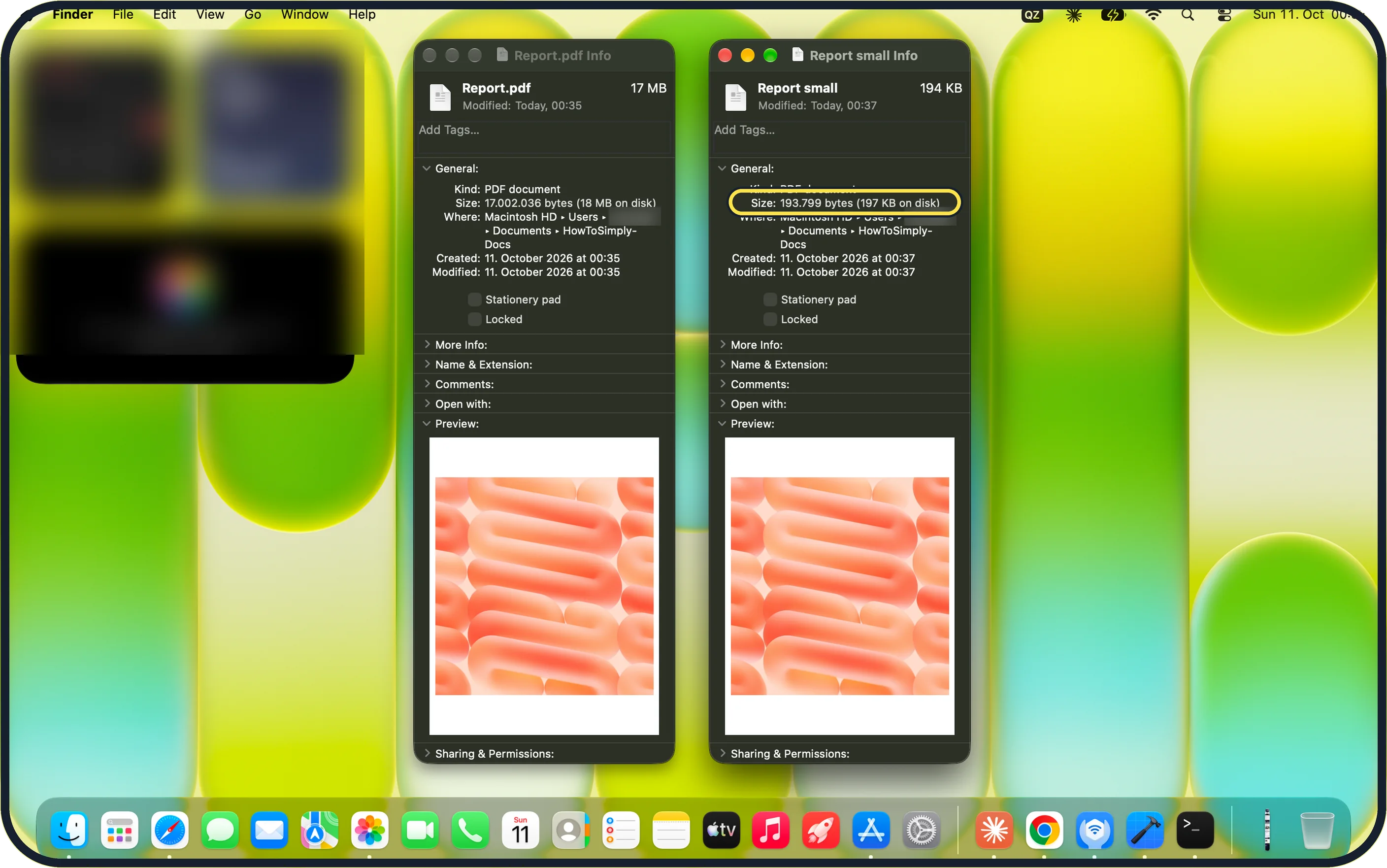 Mac screenshot: Check the exact size and the quality
