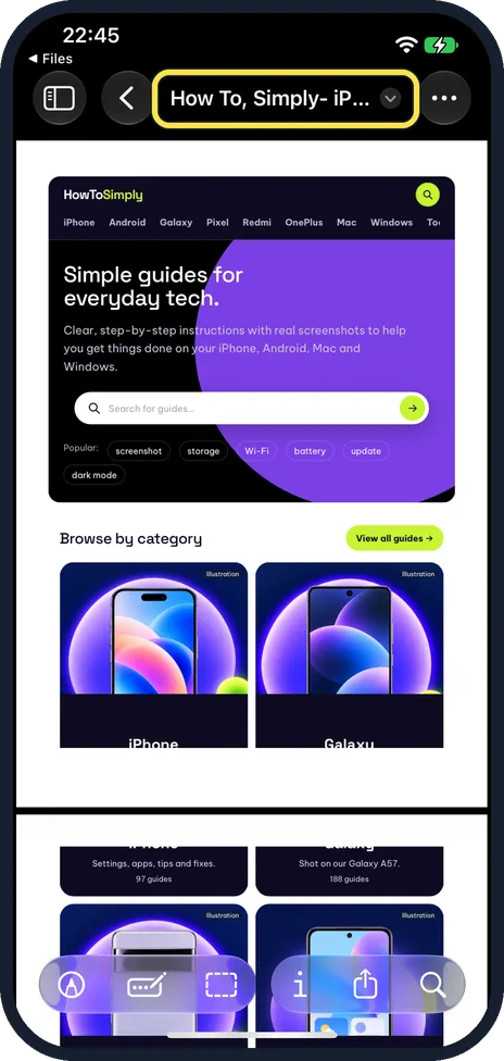 iPhone screen: Tap the file name