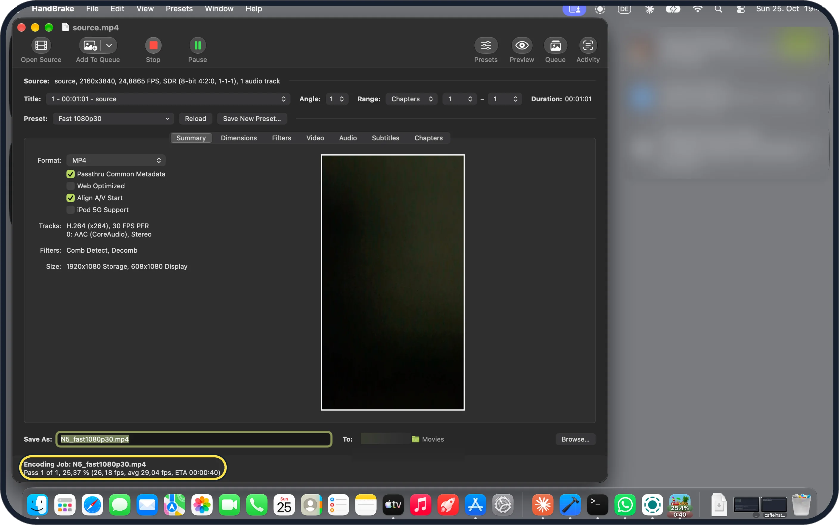 Mac screenshot: Wait for the encode to finish