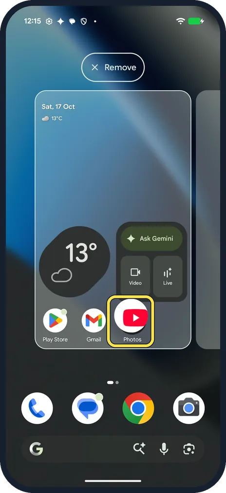 Android screenshot: Drag an app onto another