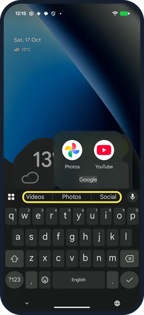 Android screenshot: Pick a suggested name