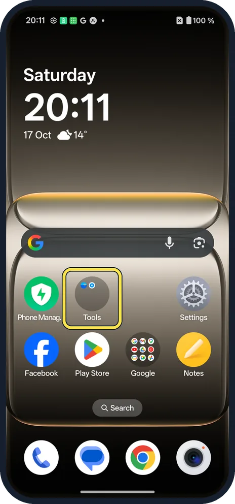 Android screenshot: A folder appears