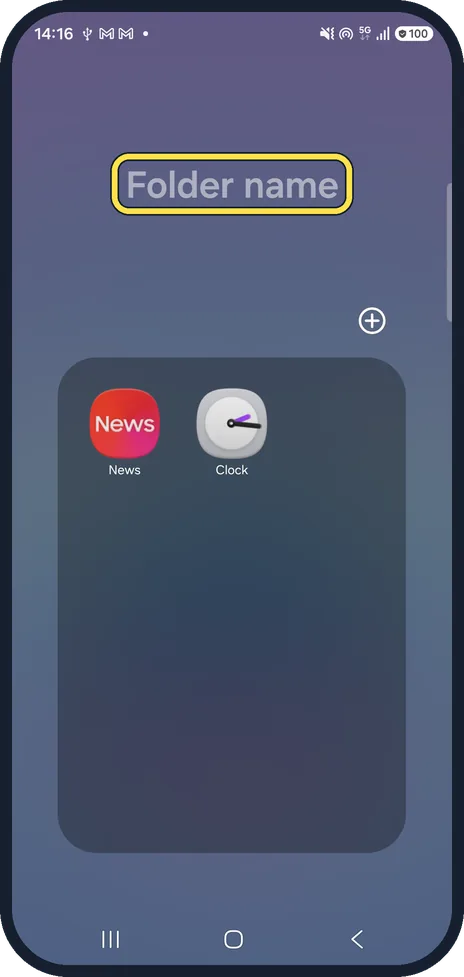 Android screenshot: Name the folder