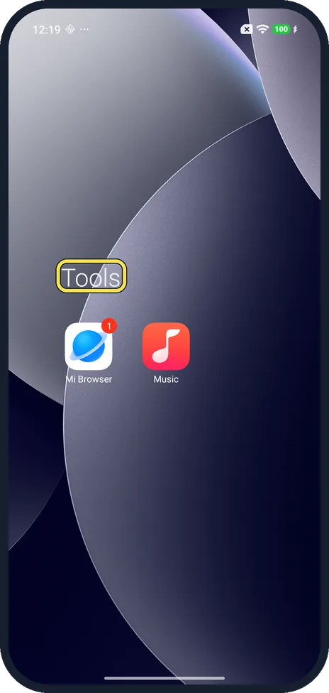Android screenshot: Open the folder