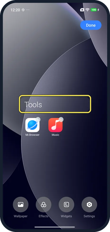 Android screenshot: Press and hold the name
