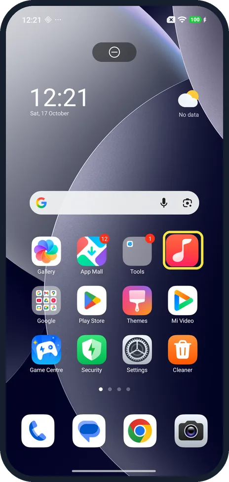 Android screenshot: Take an app out