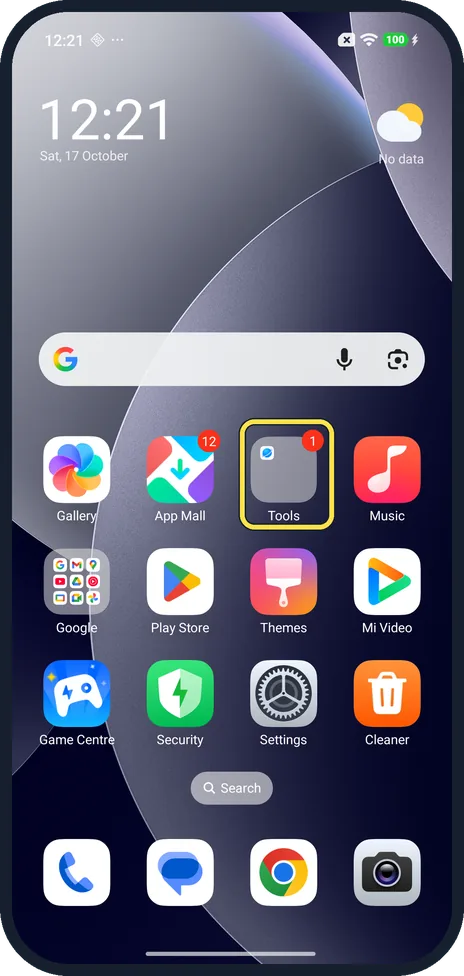 Android screenshot: A one-app folder stays