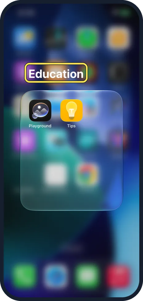 iPhone screen: Open the folder