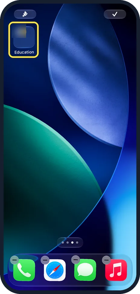 iPhone screen: Move the folder to another page if you like