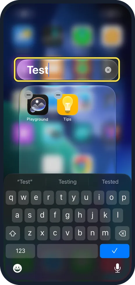 iPhone screen: Type the new name