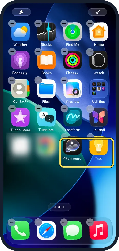 iPhone screen: Drag out the last app
