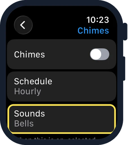 Apple Watch screen: Choose the sound