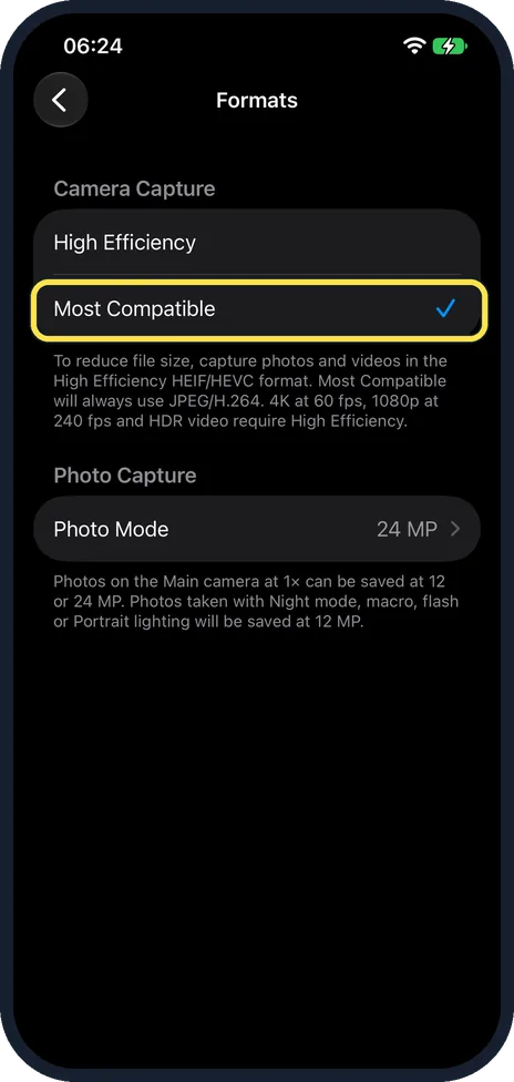 iPhone screen: Choose Most Compatible