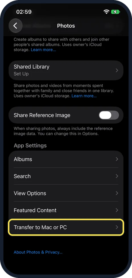iPhone screen: Or convert during the transfer by cable