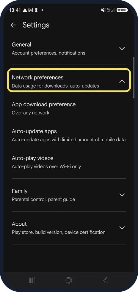 Screenshot from the guide: How to make Google Play update apps only on Wi-Fi