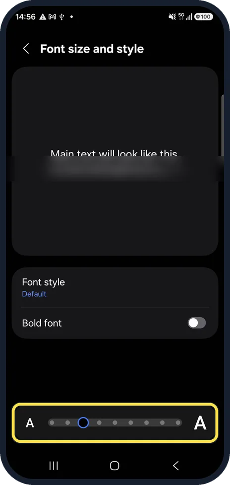 Android screenshot: Drag the slider