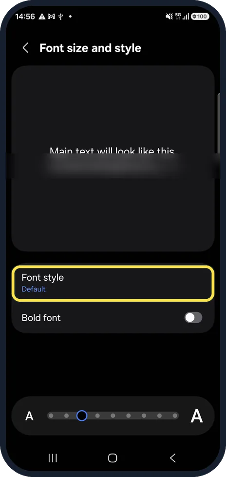 Android screenshot: Change the font