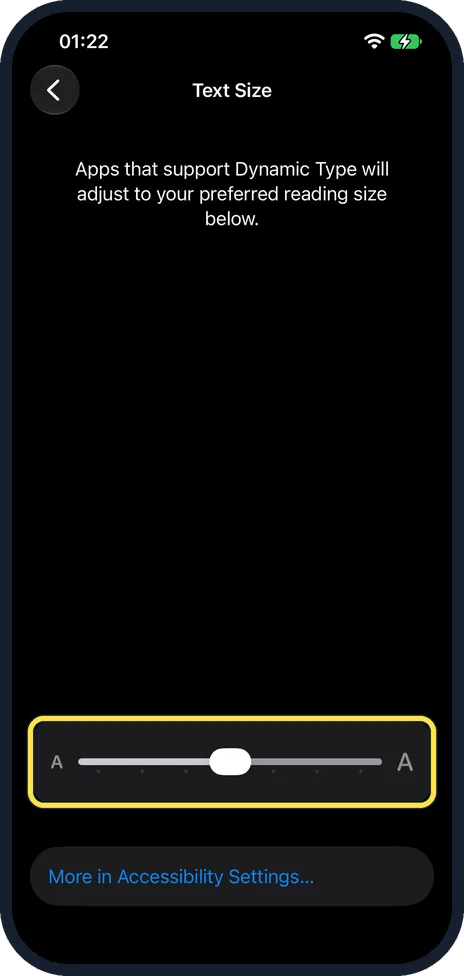 iPhone screen: Drag the slider to the right