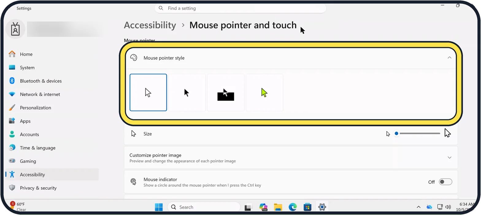 Windows screenshot: Choose a style