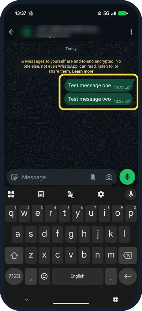 Android screenshot: Find your notes in the chat