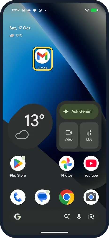 Android screenshot: Lift your finger