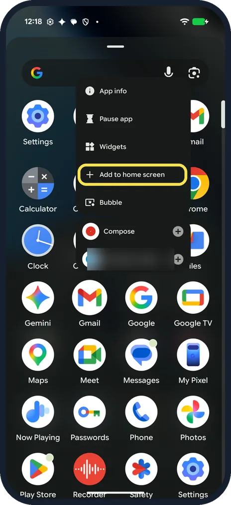 Android screenshot: Put it back
