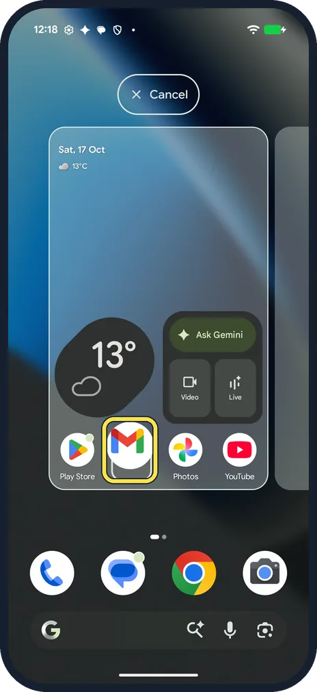 Android screenshot: Drop it where you want it