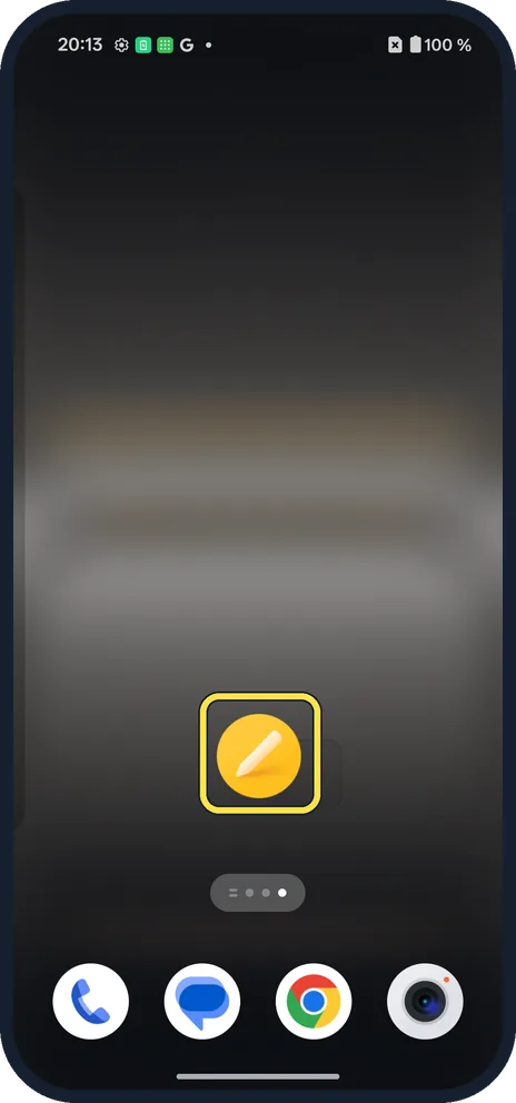 Android screenshot: Or drag to move it