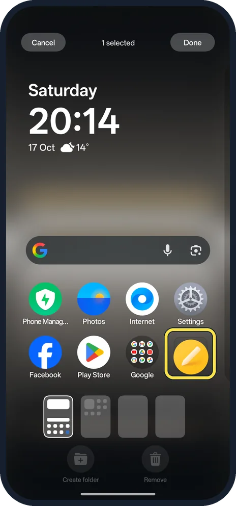 Android screenshot: Move it back