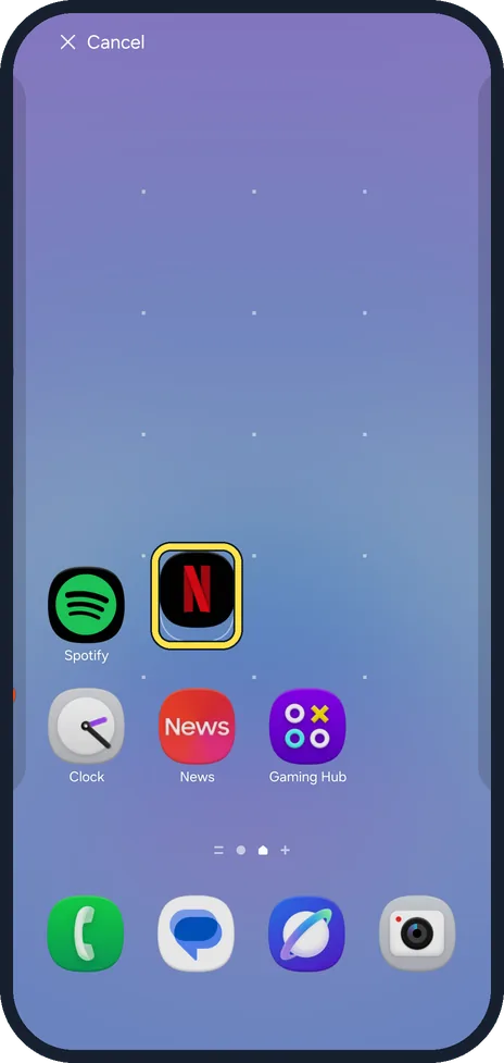 Android screenshot: Drag it back