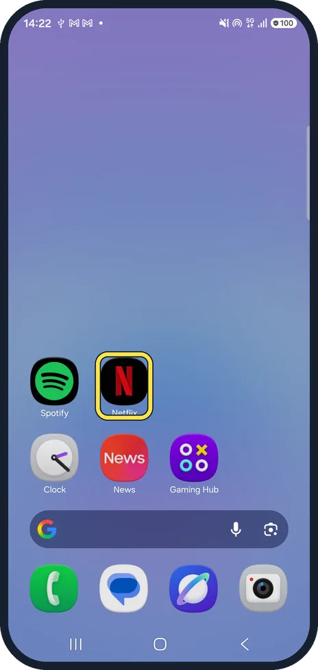 Android screenshot: Check the home screen