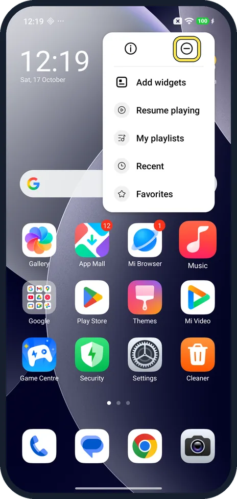 Android screenshot: To remove it, tap the minus icon