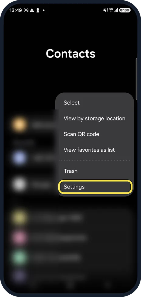 Screenshot from the guide: How to move phone contacts to your Google account on a Samsung Galaxy